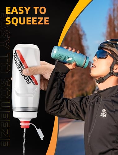ROCKBROS Bike Water Bottle, 21oz Insulated Cycling Squeeze Bottle | 21oz Insulated Bike Bottle Keeps Drinks Cold for Hours, with Soft Squeeze Design, Leakproof Spout and Universal Cage Fit - color: White*2 Pack