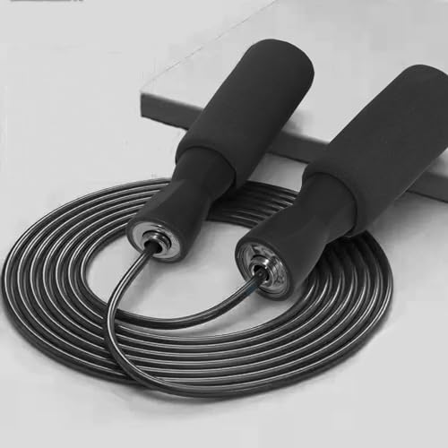 9.8 feet Adjustable Tangle-Free jumping rope exercise fitness home adult professional fat burning for fitness and weight loss - color: black