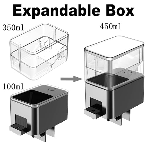 Automatic Fish Feeder Expandable Box Fish Food Storage Box, Removable, Suitable for GEZIEKID WP8621N, WP8621F, WP8622, WP8622L, Transparent Plastic Material, 350ML Large Capacity