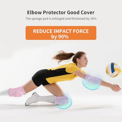 Volleyball Elbow Pads Youth 2XS-XL - Kids Teens Elbow Protector with Thicken Sponge Breathable Padding - color: Pink, size: X-Small