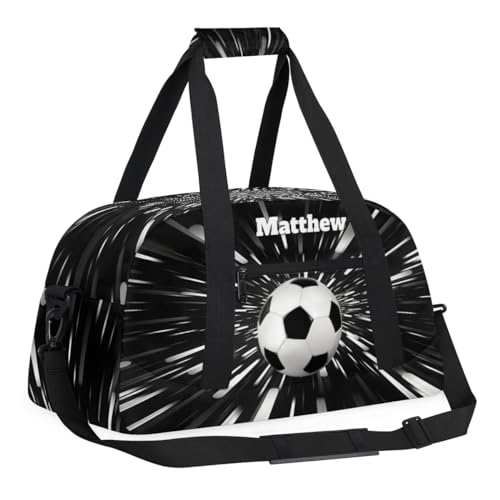 Custom Boys Sports Soccer Training Bag Abstract Black Background | Personalized Named Practice Travel Overnight Training Bag - color: Color 17