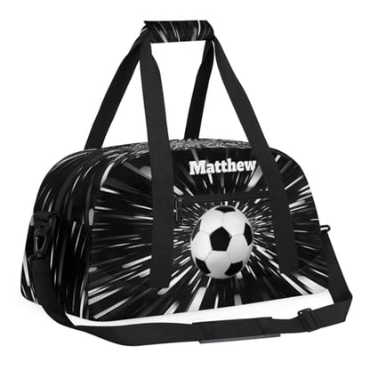 Custom Boys Sports Soccer Training Bag Abstract Black Background | Personalized Named Practice Travel Overnight Training Bag - color: Color 17