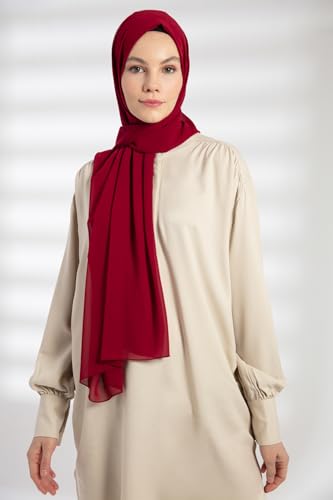 Chiffon Hijab Scarf For Women - Made in Turkiye - color: Cherry