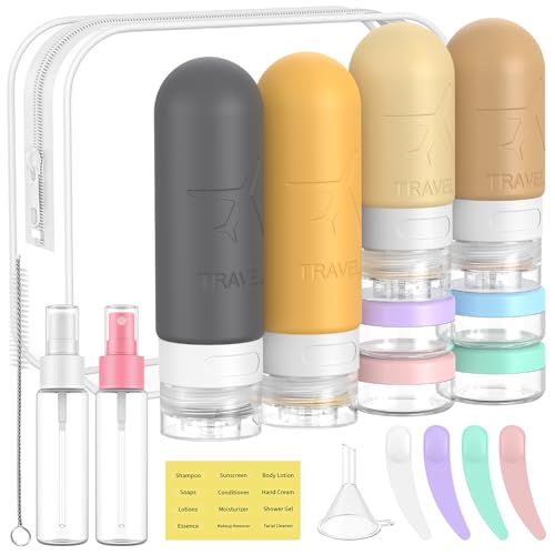 ME.FAN 18 Pack Travel Bottles for Toiletries, TSA Approved, Yellow - color: Apricot