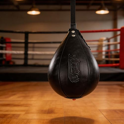 Boxing Speed Ball for Boxing Training, Hanging Punching Pear Bag, Reflex Reaction Exercise Equipment, MMA Striking Practice Tool, Home Gym Cardio Workout Gear, Microfiber Leather Speed - size: black
