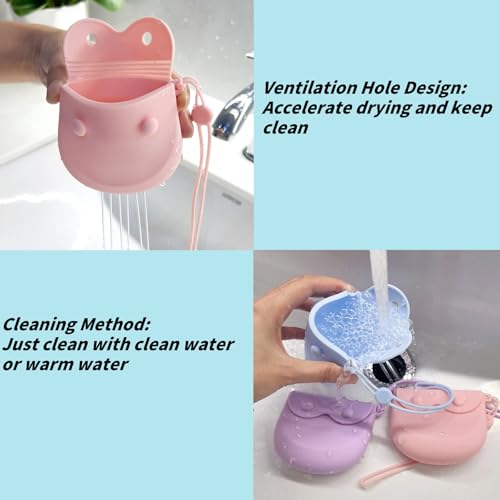 1PC Silicone Retainer Case with Lanyard, Cute Vent Holes Denture Box, Mouth Guard Case Travel Holder for Girls, Women, Men (Pink with Lanyard) - color: Blue with Lanyard