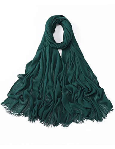 Txameru Hijab Scarf for Women - Muslim Rayon Crinkle With Fringe Edge - color: Dark Blue Gray