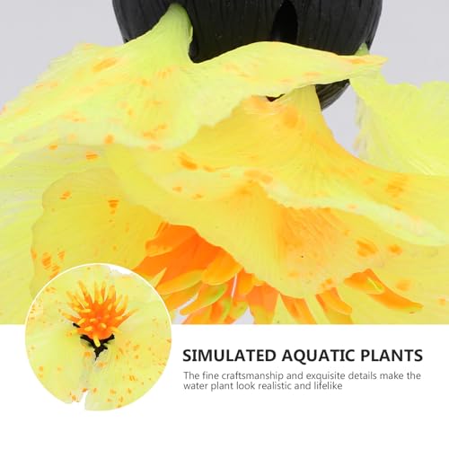 Artificial Water Grass Aquarium Decor Silicone Fish Tank Plant Ornament Lifelike Aquatic Landscape Decoration Lightweight Yellow Micro Landscape for Betta Fish and Aquariums
