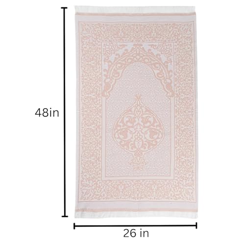 Modefa Islamic Gifts Prayer Mat | Thin Woven Praying Mat Muslim Prayer Rug | Muslim Gifts for Men Ramadan Gifts with Prayer Beads | Ottoman Rug with Cylinder Gift Box Set Ramadan (Light Pink #2) - color: Light Pink