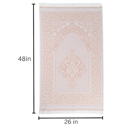 Modefa Islamic Gifts Prayer Mat | Thin Woven Praying Mat Muslim Prayer Rug | Muslim Gifts for Men Ramadan Gifts with Prayer Beads | Ottoman Rug with Cylinder Gift Box Set Ramadan (Light Pink #2) - color: Light Pink