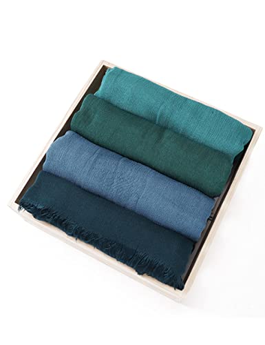 Txameru Hijab Scarf for Women - Muslim Rayon Crinkle With Fringe Edge - color: Dark Blue Gray