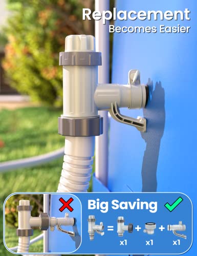 POOLHACKER [ Patented ] Pool Plunger Valve Plus for Above Ground Pool, Pool Pipe Holder with Plunger Valve Pool Parts and Accessories, Shut Off Valve, Replacement for Above Ground Pool Fittings | Shut-Off Valve, Replacement Pool Fittings, Flow Control, Ho
