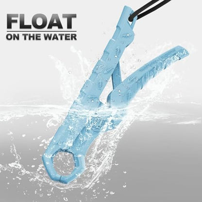 7.5'' Floating Fish Gripper, Fishing Grabber | Catfish Mouth Pliers, Caught Bass Holder, Fish Scale Hook Clamp, Saltwater Lip Grip Tool with Lanyard, Gifts for Men - color: Blue