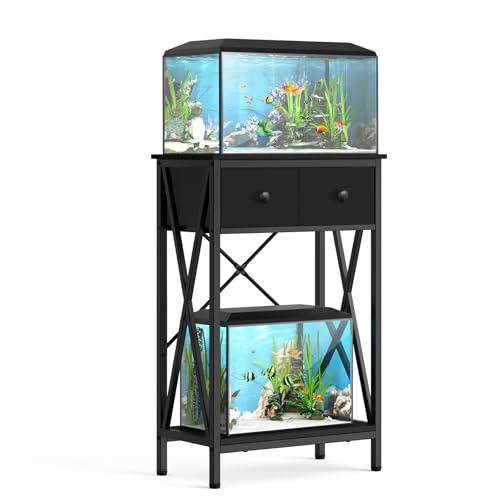 Fish Tank Stand with Drawer, 5-10 Gallon Aquarium Stand Easy Assemble - color: Black, size: 5-10 Gallon
