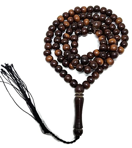 Muslim Tasbih 99 Beads 8 mm. Ironwood AMN-373 Islam Prayer dhikr Subha Subha Tasbeeh with Beautiful Decorated Tassel Eid Ramadan Gift
