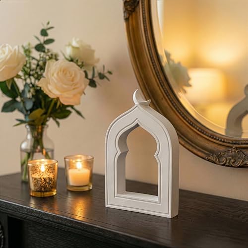 iwa concept Islamic Mihrab-Inspired Table Decor, Freestanding White Stone Decoration, Ramadan and Eid Home Decoration
