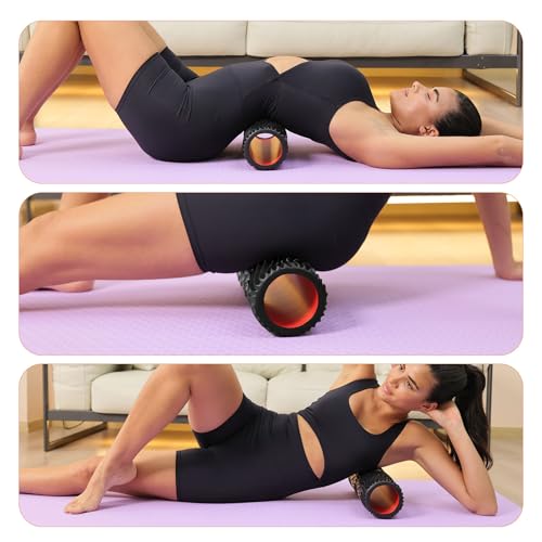 Foam Roller, 15" High Density Foam Back Roller, Wave Textured Massage Roller for Deep Muscle Massage Pilates Yoga,Fitness Exercise Roller for Whole Body Release(Black)