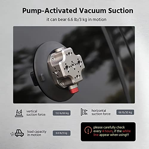 MIMIRACLE Camera Suction Cup Mount 4.5" Heavy Duty Pump Vacuum Mount -Black | Compatible with Action Cameras & DSLR, Heavy Duty Suction Grip for Car, Glass and Smooth Surfaces, 132lb Vertical Hold - color: Black
