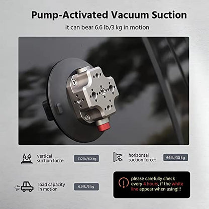 MIMIRACLE Camera Suction Cup Mount 4.5" Heavy Duty Pump Vacuum Mount -Black | Compatible with Action Cameras & DSLR, Heavy Duty Suction Grip for Car, Glass and Smooth Surfaces, 132lb Vertical Hold - color: Black