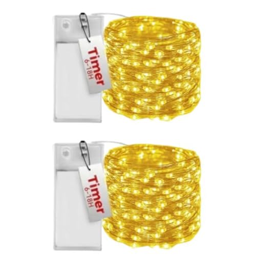 Honche 2 Pack Fairy Lights Battery Operated with Timer 6.65FT/Pack 20LED Twinkle Lights Copper Wire String Lights Battery Powered for Indoor DIY Wedding Party Holiday Christmas Decoration - size: 2 pack