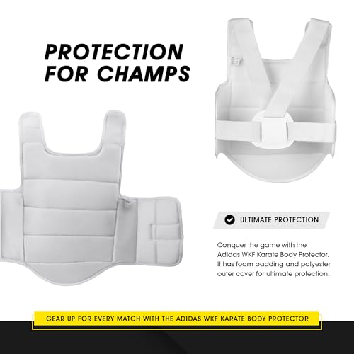 adidas WKF Approved Karate Chest Protector - White w/ Black Logo - size: Medium