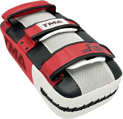 TMA Muay Thai Pad for Training, Curved Kickboxing Kicking Strike Shield, Coaching Kick Boxing, MMA, Martial Arts, Karate, Taekwondo, Punching, Foot and Elbow Target (1 Pcs Sold AS Single) - color: Red/Black