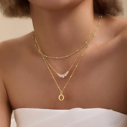 Initial Necklaces for Women Dainty 14k Gold Plated A-Z Letter Pendant Name Necklaces Cute Charm Choker Fashion Accessories Non Tarnish Trendy Jewelry Gift - color: Gold, style: O