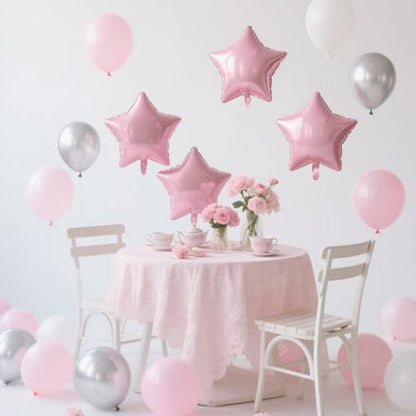 Pink Balloons Star Balloons Pink Foil Balloon Set Mylar Helium Metallic 12pcs 18 Inch Birthday Decorations Room Decor 2026 Party Decorations Baby Shower Anniversary Wedding - style: Pink