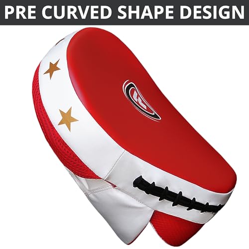 Boxing Pads Durable Curved Boxing Mitts — Lightweight Punching Mitts MMA, Muay Thai Training, Kickboxing Martial Arts & Sparring Pads - color: Red