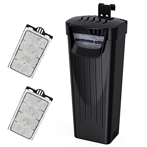 Moonorange Aquarium Filter(3.5W), Fish Tank Filter, Turtle Tank Filter, Low-Water Filter for Small Fish Tank, Reptile Tank Up to 15Gallon, with 2 Cartridges(Black) - color: Black +2 Cartridges