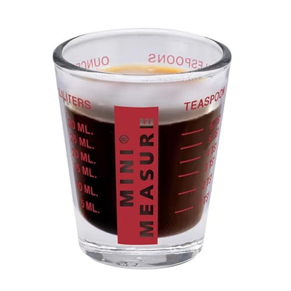 Kolder Mini Measure Heavy Glass, 20-Incremental Measurements Multi-Purpose Liquid and Dry Measuring Shot Glass, Red - color: Red, size: Single