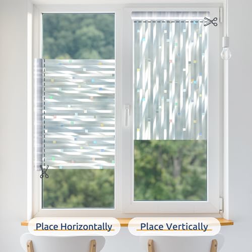 rabbitgoo Window Privacy Film, Frosted Glass Window Film, 23.6" x 118.1" - color: Striped, size: 23.6" x 118.1"