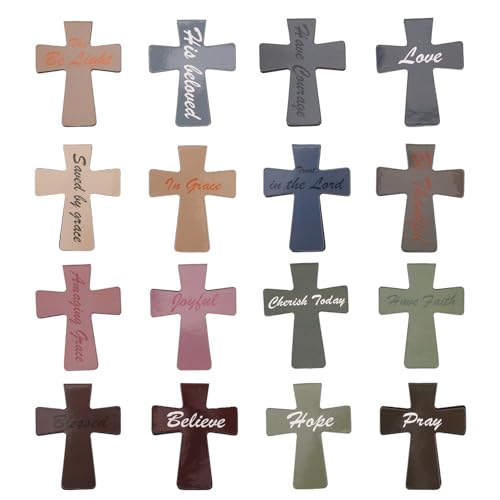 16pcs Magnetic Cross Bookmarks with Bible Verses, Christian Religious Inspirational Cross Page Clips Magnet Bookmarks for Bible Study Teachers Readers Students & Women