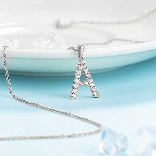 Tarsus Initial Cubic Zirconia Necklace Jewelry Gifts for Women Adjustable Chain 18" + 2" - style: Silver-A-Diamond style