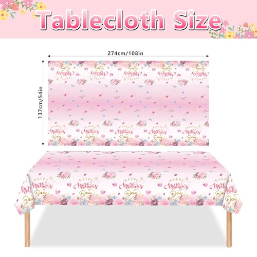 98PCS Happy Mother's Day Party Supplies Mothers Day Tableware Set Best Mom Ever Paper Plates Napkins Forks Knives Tablecloth Banner Mothers Day Party Decorations Disposable Dinnerware for 16 Guests - style: Happy Mother's Day