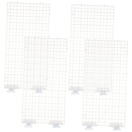 Abaodam Aquarium Isolation Panel Set 4-Piece Lattice Plate Suction Cups Modular Divider for Fish Tank 30x15cm Aquarium Supplies Random Color