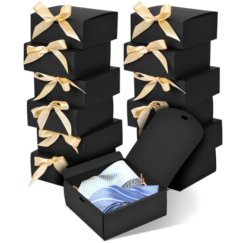 WLUSEAXI 12 Pack Small Gift Boxes with Lids for Presents, Black Gift Boxes - color: Black