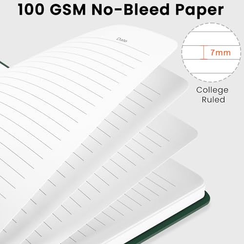 CICPAP Lined Spiral Journal Notebook, A5 College Ruled Notebook for Journaling, Note-Taking, and Daily Planning, Durable Hardcover with an Elegant Design，Dark Green - color: G.Dark Green