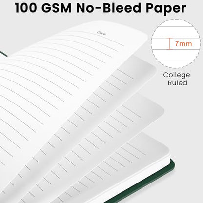 CICPAP Lined Spiral Journal Notebook, A5 College Ruled Notebook for Journaling, Note-Taking, and Daily Planning, Durable Hardcover with an Elegant Design，Dark Green - color: G.Dark Green