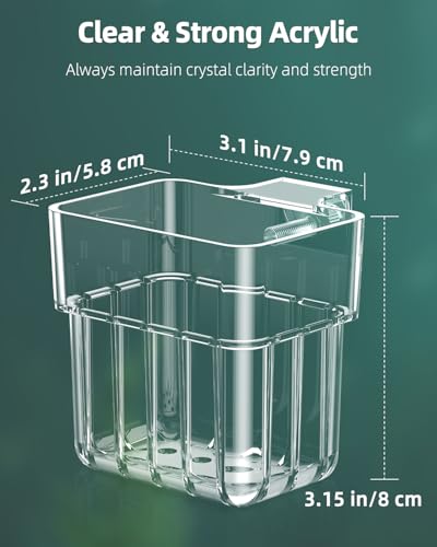 Pawfly 2 Pcs Clear Acrylic Aquarium Plant Holder for Fish Tanks, Top Hanging Fish Tank Planting Holder with Hook, Adjustable Aquarium Planter Cup - size: 2 Pcs