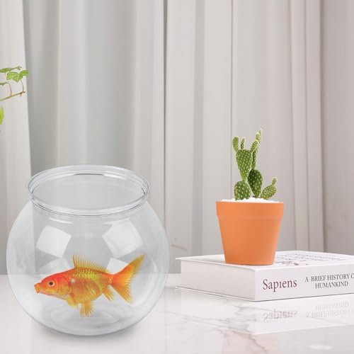 MIDELONG Mini Plastic Fish Bowl, 27 oz Decorative Fish Bowls Unbreakable Heavy Duty Goldfish Bowl for Centerpiece Vases, Party Decorations, Pack of 1
