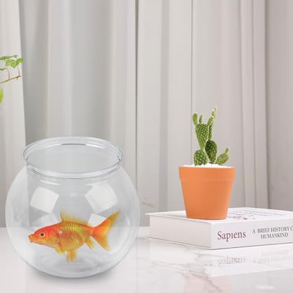 MIDELONG Mini Plastic Fish Bowl, 27 oz Decorative Fish Bowls Unbreakable Heavy Duty Goldfish Bowl for Centerpiece Vases, Party Decorations, Pack of 1