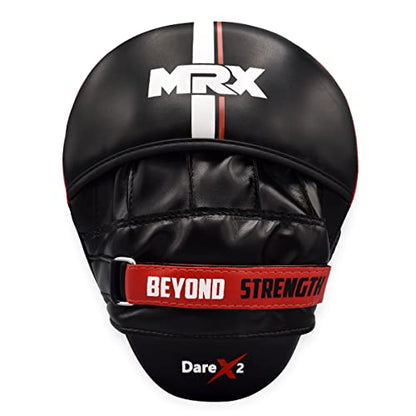 MRX Gel Tech Boxing Hook & Jab Pads MMA Focus Punching Mitts Training Thai Kick Strike Shield Curved Black/White - color: Black/Red