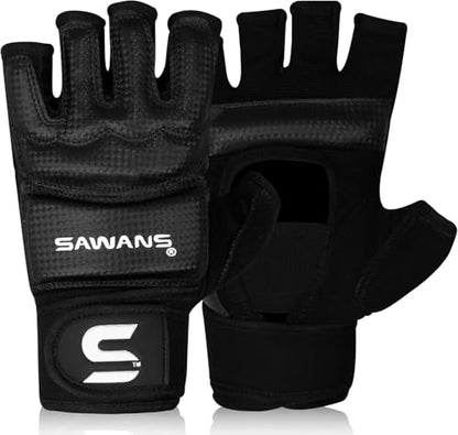 SAWANS MMA Gloves Karate Mitts Punch Bag Boxing Gloves Martial Arts Combat Taekwondo Kickboxing Mitts Fighting Grappling Training for Womens Mens Adults - size: Large