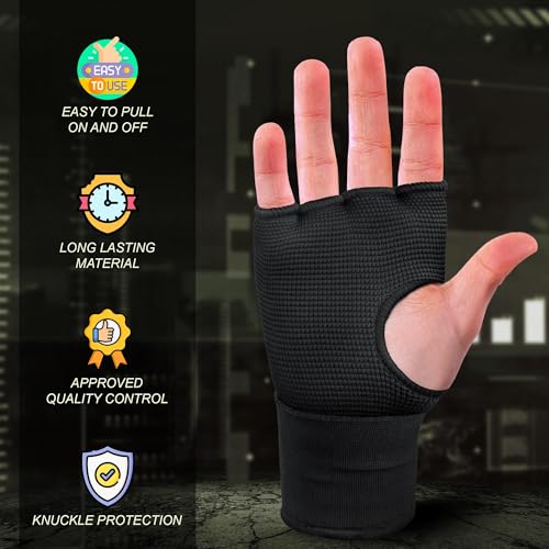 FARABI Kids Hybrid Boxing Inner Gloves Punching Boxing Gloves - color: All Black