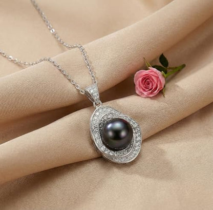 TRYNDI Tahitian Black Pearl Necklaces for Women - Wife Christmas Gift Ideas - style: Black Pearl Circle