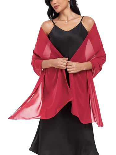 Shawls and Wraps Soft Chiffon Scarve Scarf For Evening Party Dresses Wedding Stole - color: Raspberry Red
