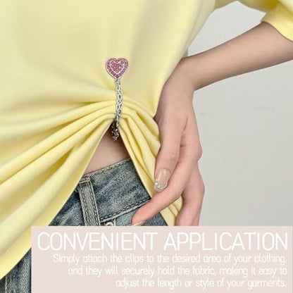 5Pack Magnetic Clothing Clips - Rhinestones Dress Sleeve Clips,Strong Hem Holder for Shortening and Decoration, for Women Girls
