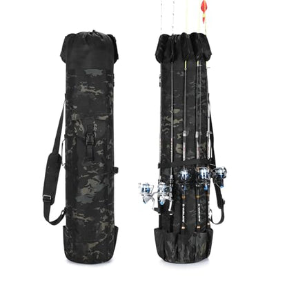 Fishing Rod Bag Fishing Rod Case, Durable Folding 900D Oxford Fabric Portable Large Capacity Waterproof, Fishing Gifts for Men Boys - color: Black Caomo
