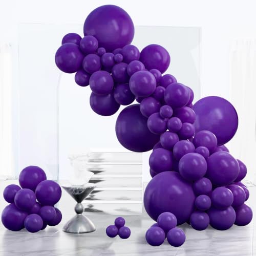 PartyWoo Dark Purple Balloons 152pcs Royal Purple Balloons Different Sizes - color: Purple-y16